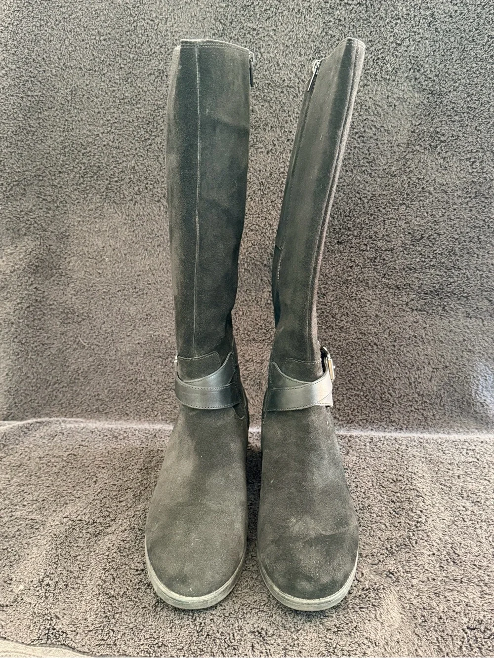 Josef Seibel Nevella March Black Suede Over-the-Knee Buckle Boots